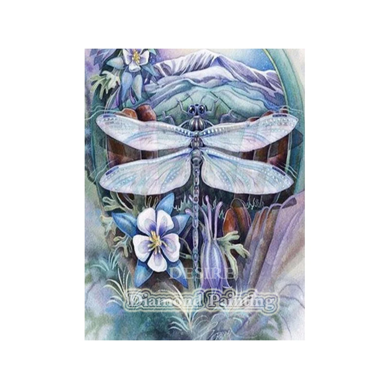 

Desire Diamond Painting Cross Stitch Flower Dragonfly 5D DIY Diamond Embroidery Needlework Full Square Mosaic Home Decor PT2896