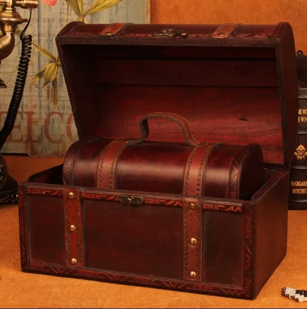 صندوق خشبي أوروبي عتيق صندوق مجوهرات خشبي كبير zakka حامل خريطة من الجلد البني storage box wooden boxstorage box wood aliexpress