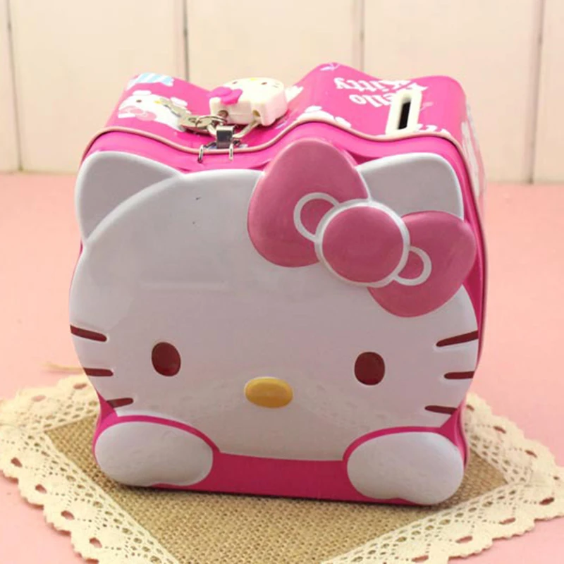 

Coin Piggy Bank Cartoon Hello Kitty with Lock Money Box Money Saving Box Moneybox Gifts for Kids B