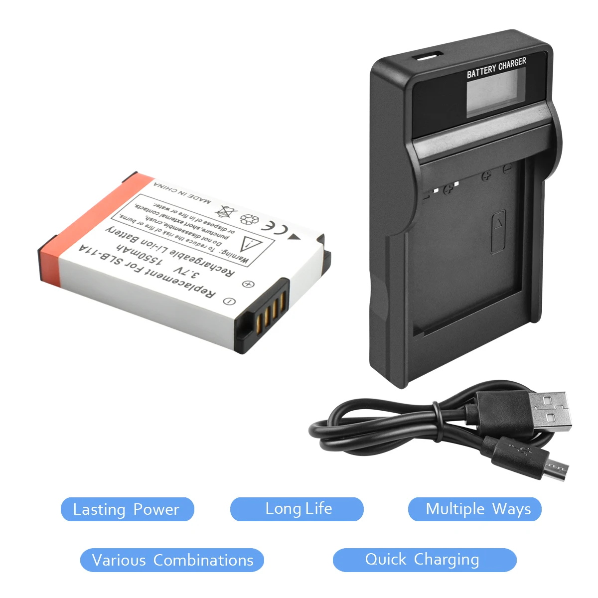 

1X 3.7V 1550mAh Li-ion SLB-11A Battery+Battery charger with LED ForSamsung WB1000 WB5000 CL65 CL80 HZ25W ST1000 ST5000 ST550 L20