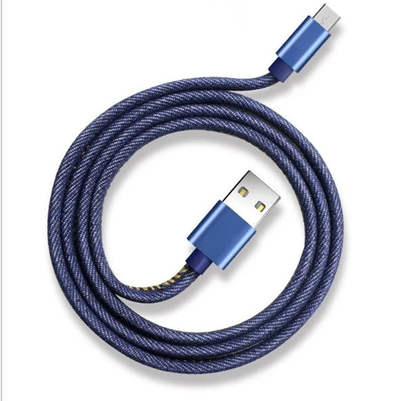 Micro USB Cable 1m 2m Denim Cable For Xiaomi Redmi Note Charging Mobile Phone USB Charger Data Cable For Samsung Sony HTC LG