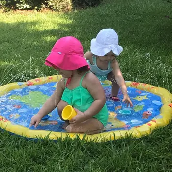

100cm Summer Children's Outdoor Play Water Games Beach Mat Lawn Inflatable Sprinkler Cushion Toys Cushion Gift Fun For Kids Baby