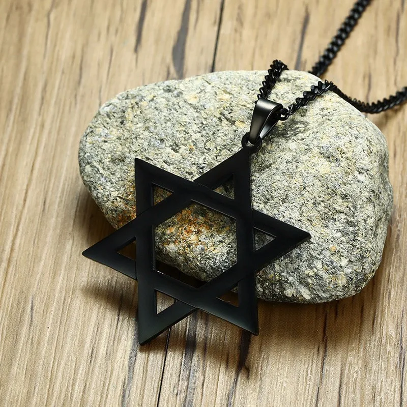 Men's Classic Star of David Pendant Necklace in Black Gold Stainless Steel Israel Jewish Jewelry 24 inch - Image 4
