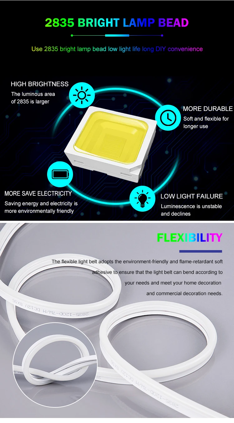 New produce outdoor decoration SMD 2835 220v IP65 waterproof led neon flex light