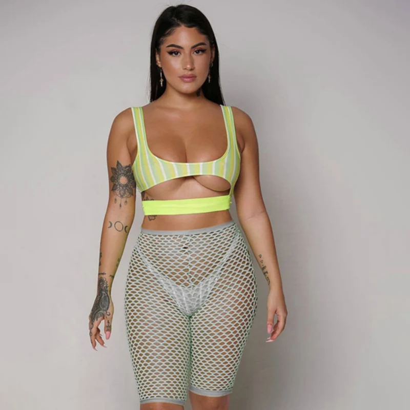 

European And USA Summer Sexy Casual Shorts Sexy Mesh Design Slim Casual Shorts Hollow Perspective Shortsr Beach Rave Bottoms!