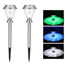 2 шт. работающая на солнечной энергии газонная Светодиодная лампа из нержавеющей стали заземляющий штекер лампа наружная декоративная Ландшафтная лампа для сада двора