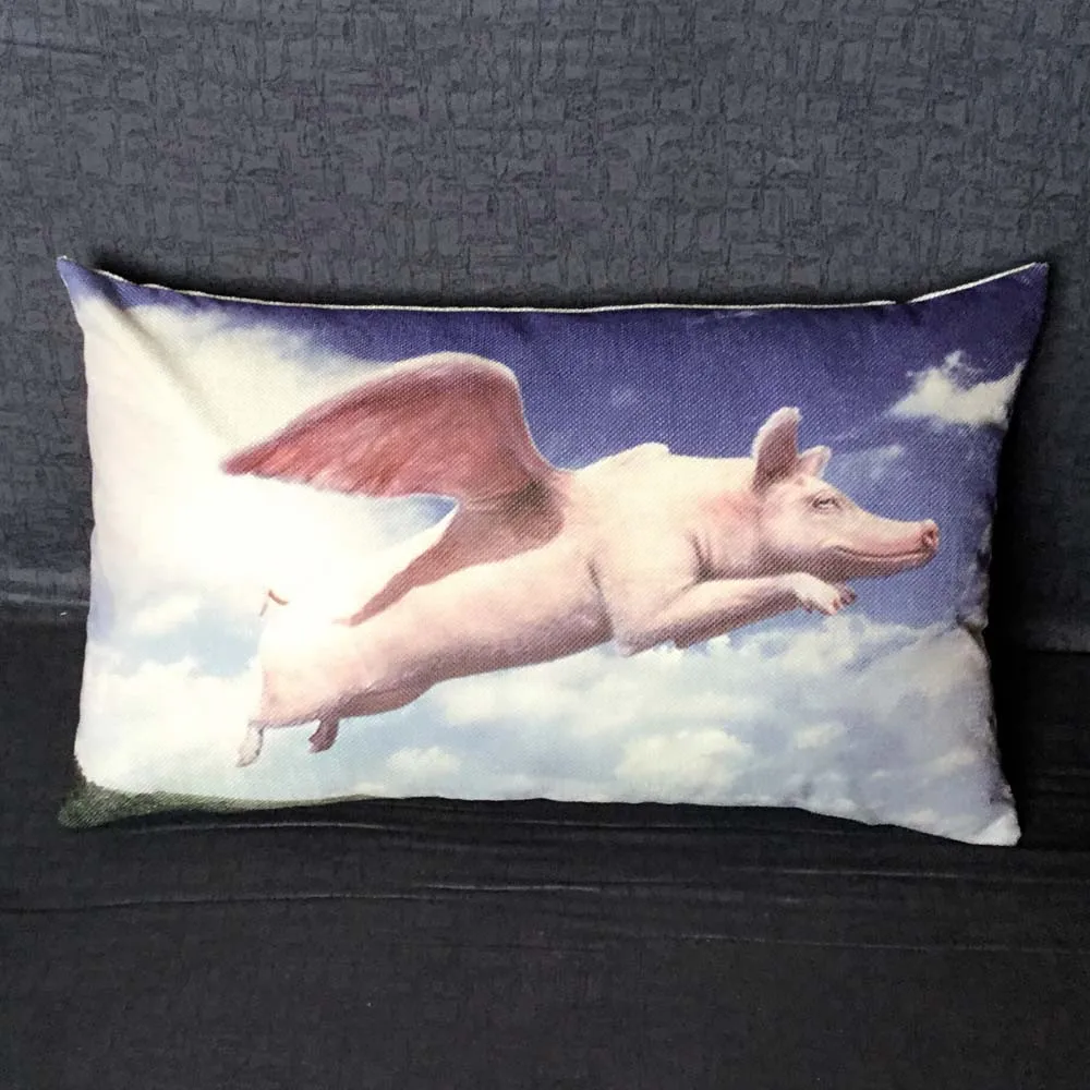 

Lovely Pig Flying Pig with wings 45*45/30*50 cm Cotton Linen Throw Pillow Cover Cushion Cover Decorative Pillowcase Home Decor