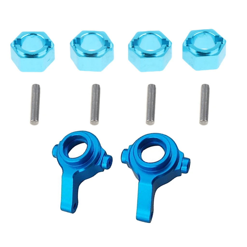 2Pcs Metal Blue Steering Cup Arm & Wheel Hub Hex Drive Adapter for 1/18 WLtoys A949 A959 A969 A979 K929