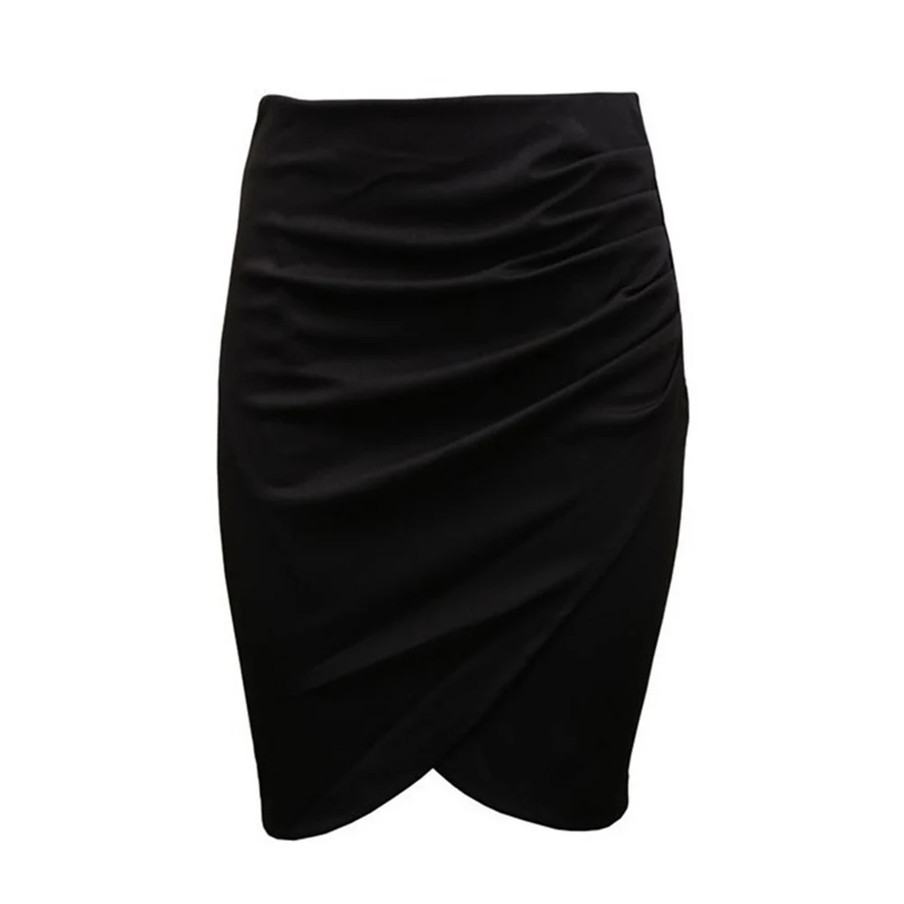 Женский эластичный пояс рубашка приталенная мини юбка весна лето офис VK-ING - Цвет: Black