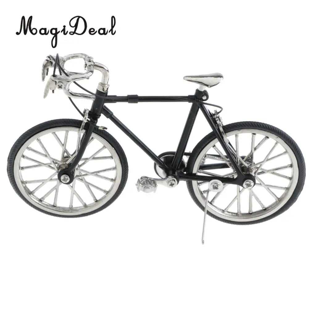 1:16 Scale Alloy Diecast Model Mini Bicycle Toy Black Color Road Simulation Bike Children Boys Gift Home Office Decoration