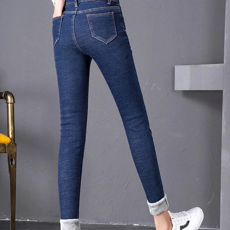 NORMOV новые зимние вельветовые утолщенные джинсы женские теплые тонкие обтягивающие Стрейчевые узкие брюки с высокой талией джинсы размера плюс 4 цвета