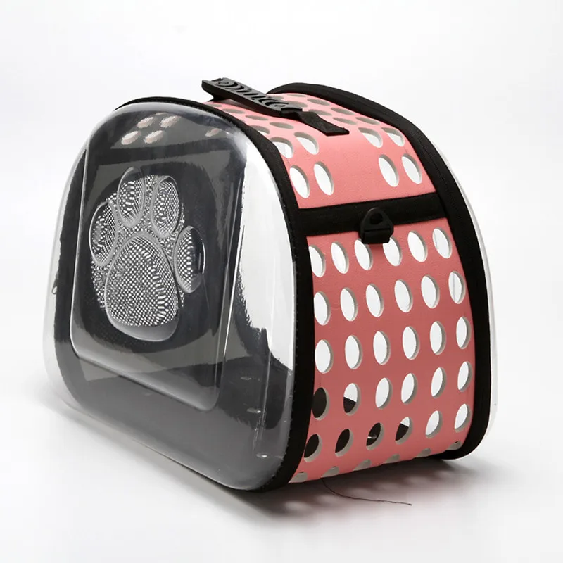 Petminru прозрачная сумка-переноска для кошек и собак, дышащая дорожная сумка для домашних животных, складная сумка на плечо, сумка для переноски щенков - Цвет: Розовый