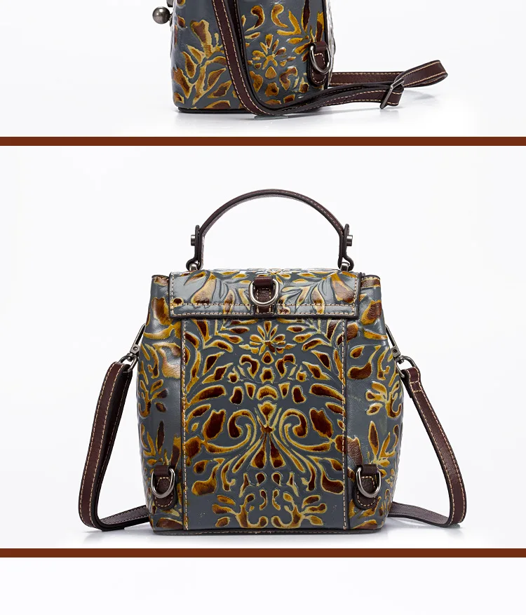 Women Rucksack Small Daypack Design Famous Shoulder Cross body Bags Multi-functional Female Knapsack Vintage Embossed Backpack