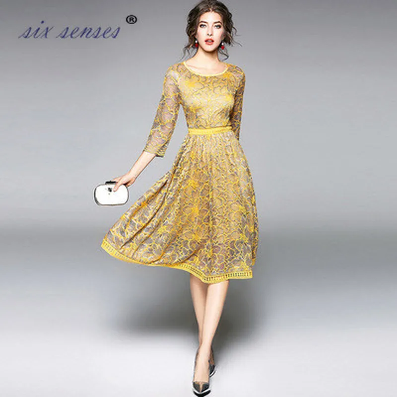 Six Sense Fashion Summer Dress Women O Neck Hollow Out Lace Qualities ...