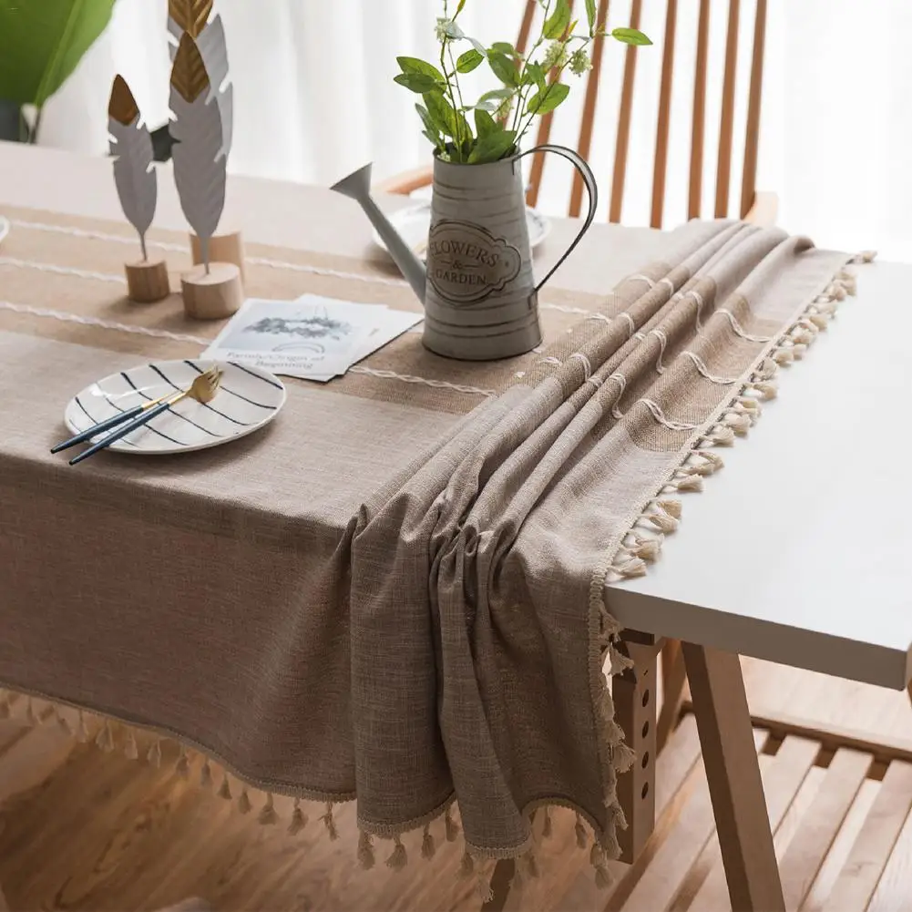 Современный минималистский бахромой кружева хлопок и лен скатерть Гостиная Кофе обеденный стол Скатерти прямоугольный ткань