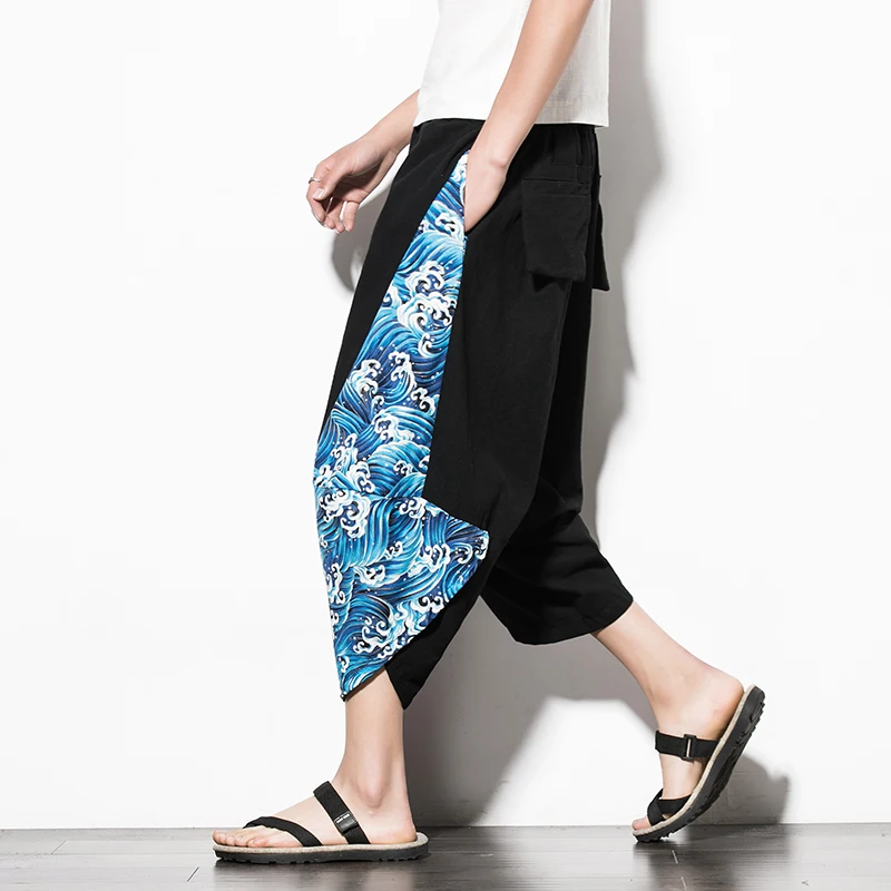 M 5XL Summer plus size cotton Linen mens Harem Pants male loose hip hop