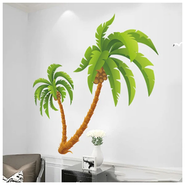 Coconut Palm Tree Sticker Tropical Beach Wall Decal Removable Sticker Universal 