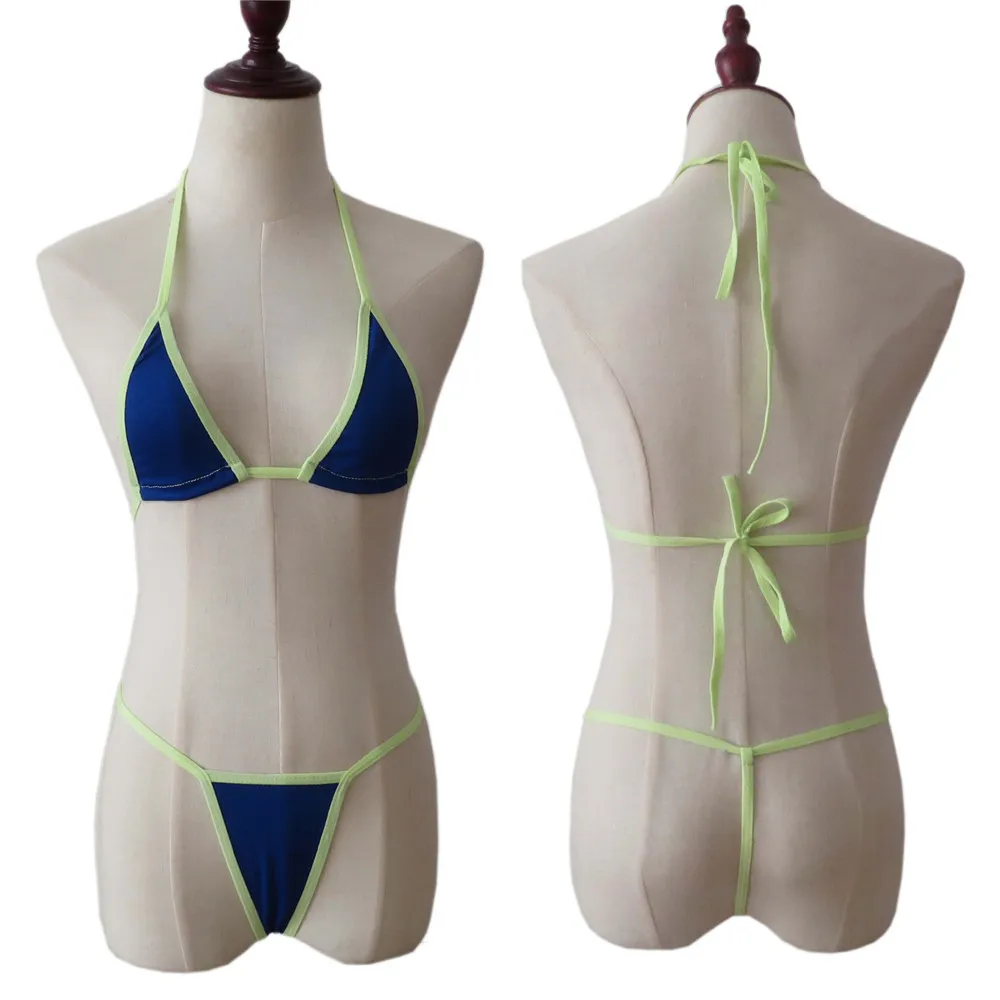 

micro bikini 2019 Sexy Sling Edge Triangle Lace Thong girl Beach Sunbathing spa swimwear women swimsuit biquini bikinis monokini