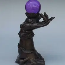 Bi002688 Китай бронзовая статуя держа хрустальный шар