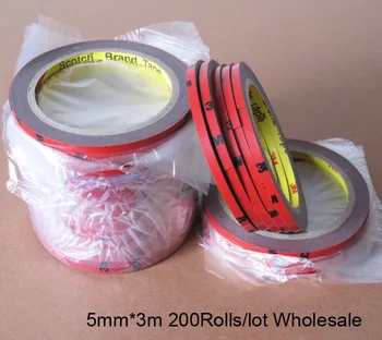 

200Rolls/lot 3M Auto Truck CAR Sticker Acrylic Foam Double Sided Attachment Strong Adhesive Tape 5mm(W)*3m(L) Wholesale