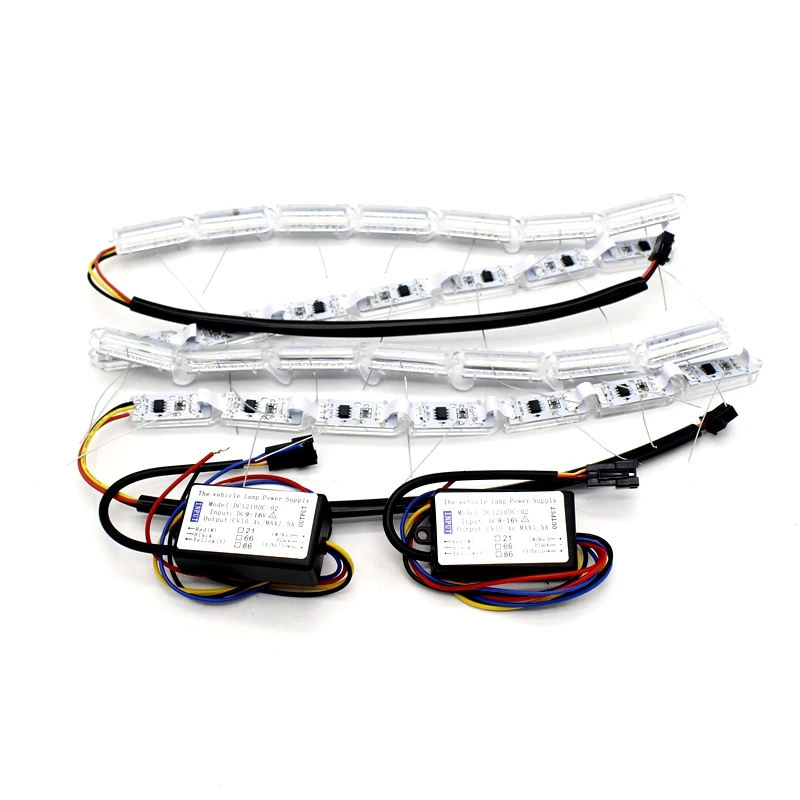 Yituancar 2X Flexible LED Night & Daytime Running Light Strip Two Color Change Flow Amber Turn Signal DRL Car Day Lamp Styling Yituancar 2X Flexible LED Night & Daytime Running Light Strip Two Color Change Flow Amber Turn Signal DRL Car Day Lamp Styling