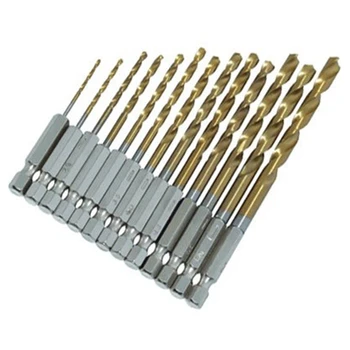 

THGS 13Pc HSS Titanium Coated Drill Bit Set With 1/4inch Hex Shank