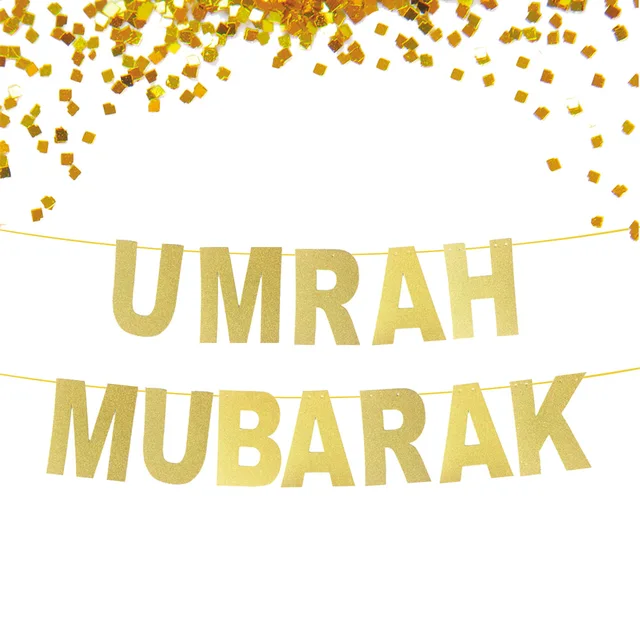 glitter gold banner umrah