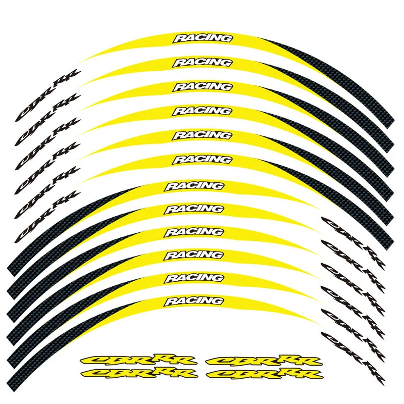 Новая высококачественная наклейка для колес мотоцикла, 12 шт., светоотражающий обод в полоску для Honda CBR250RR CBR600RR CBR1000RR CBR300RR CBRRR - Цвет: 3