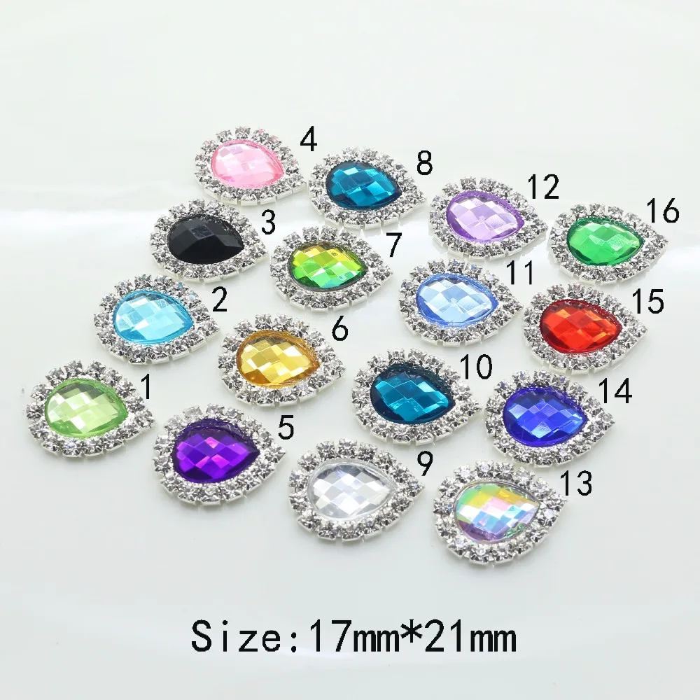 

17mm*21mm 10pcs/lot charm Dripping Acrylic Rhinestone Buttons Clothing Sewing Scrapbook Craft Decoration
