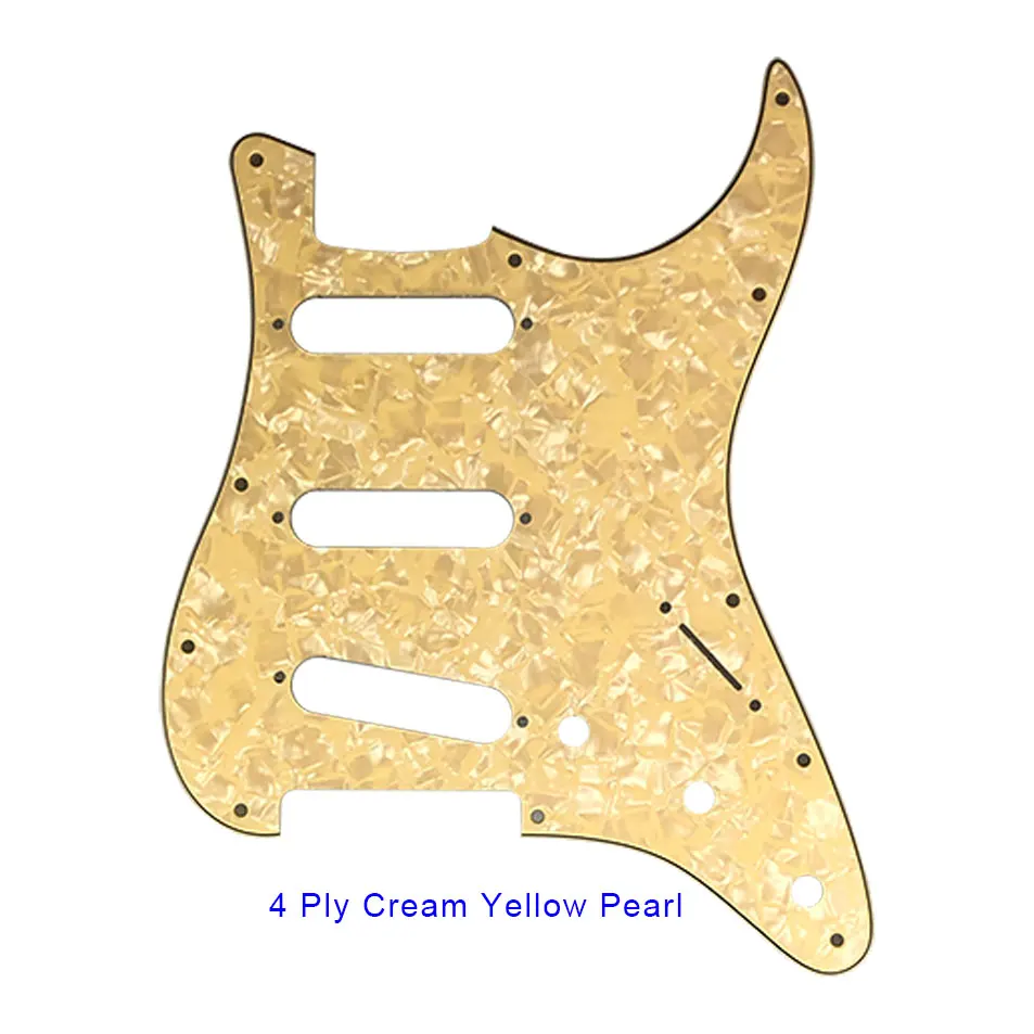 Pleroo Custom Guitar Pickguard-для США \ Мехико Fd Stratocaster 72' 11 винтовое отверстие Стандартный St царапина пластина Многоцветный выбор - Цвет: 4Ply Cream Pearl