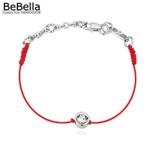 BeBella тонкий красный шнур веревочная нить линия браслет с кристаллами от Swarovski позолоченная цепочка подарок для женщин и девушек
