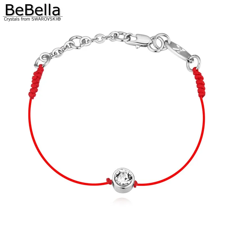 

BeBella thin red cord thread string rope line bracelet with Crystals from Swarovski gold color plated chain 2018 women girl gift