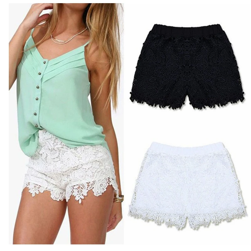 

Women Sexy Lace Shorts 2019 Summer Fashion Cotton Floral Lace Crochet Mini Shorts Leisure Short Trousers Plus Size S-XXXL