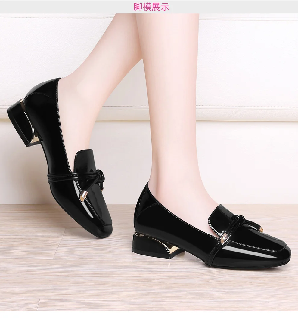 Новое поступление; женские удобные офисные туфли с острым носком на низком квадратном каблуке; zapatos mujer; женская обувь; цвет черный, бежевый