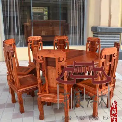 Burmese Rosewood Mahogany Furniture Dining Roundtable Large Fruit Burmese Rosewood Mahogany Furniture Dining Roundtable Large Fruit Sandalwood Carved Elephant Head Table Solid Wood