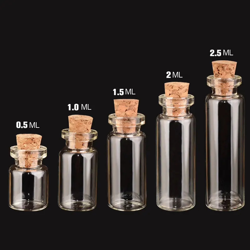 0,5 мл-5 мл миниатюрная пробка бутылочка с пробкой стеклянная трубка с деревянной пробкой мини-проба флакон пожелания бутылки реагент тест стеклянные бутылки