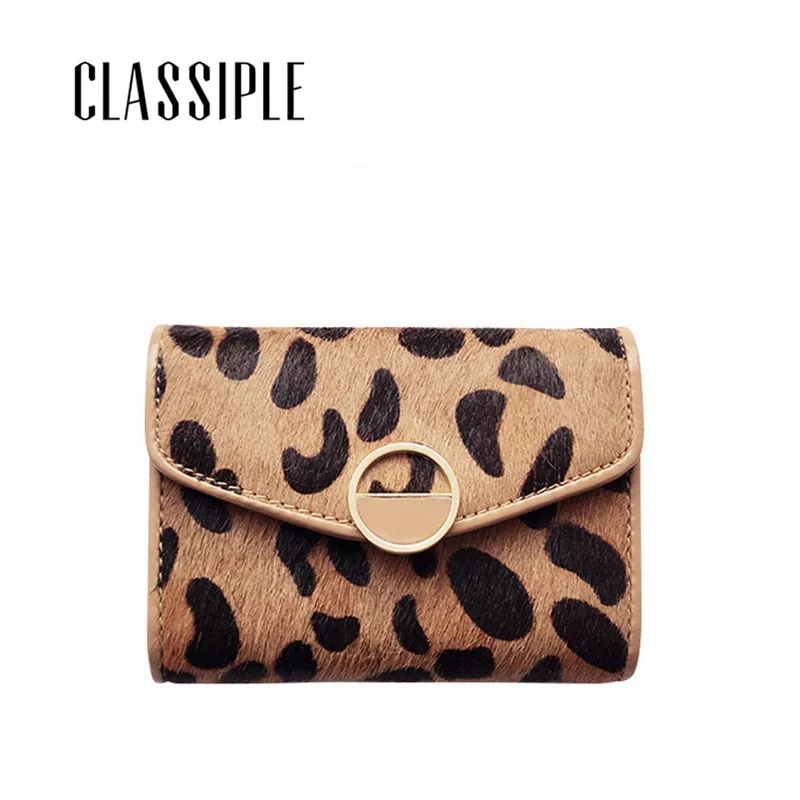 

Genuine Leather Lady Card Wallet Small Leopard Horse Hair Card Holder Women Cardholders Ladies Fashion Trend Wallets Girls Hasp