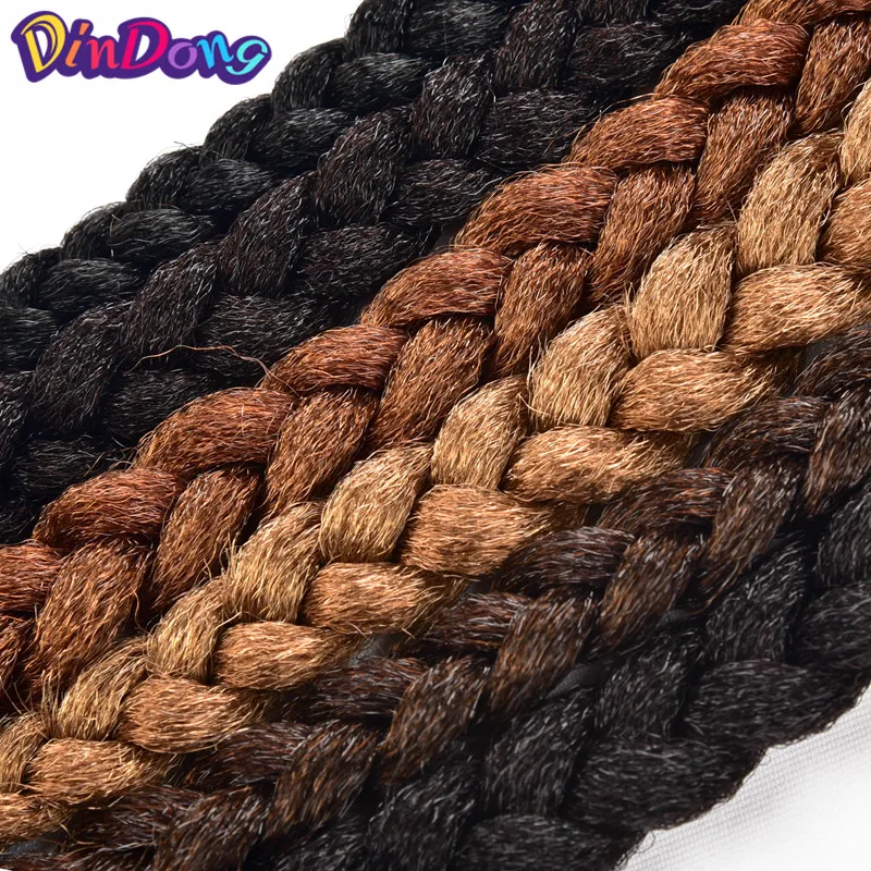 DinDong Crotchet Braids Box Braids With Synthetic Hair 12 18 22Inch Blonde Brown Burgundy Hair Color For Black Women