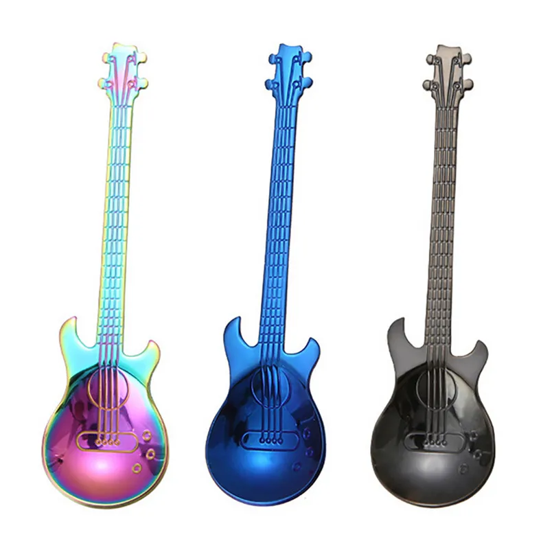 Stainless Steel Guitar Spoons Coffee Spoons Rainbow Coffee Tea Spoon Flatware Drinking Tools gift creative hot sale #4d04 (11)