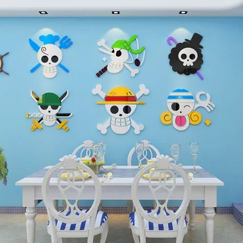 

Colorful Cartoon pirate 3D One Piece Acrylic Wall Stickers Kids Room Kindergarten Decoration