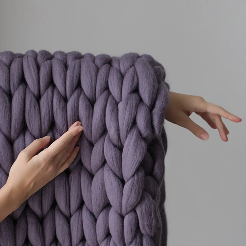 WCIC модное гигантское шерстяное вязаное одеяло ручной работы реквизит для фотосессии плотная пряжа мериносовая шерсть объемное вязаное одеяло s
