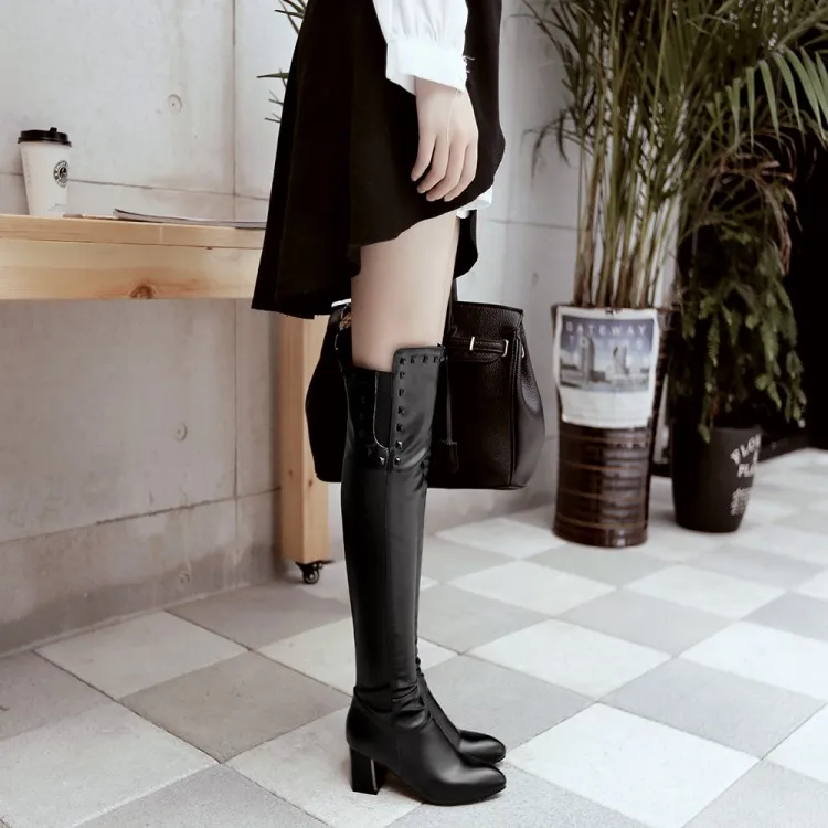 Qplyxco Новый модные, пикантные Большие Размеры 33-47 длинные Сапоги и ботинки для девочек на осень-зиму теплые выше колена Сапоги и ботинки для