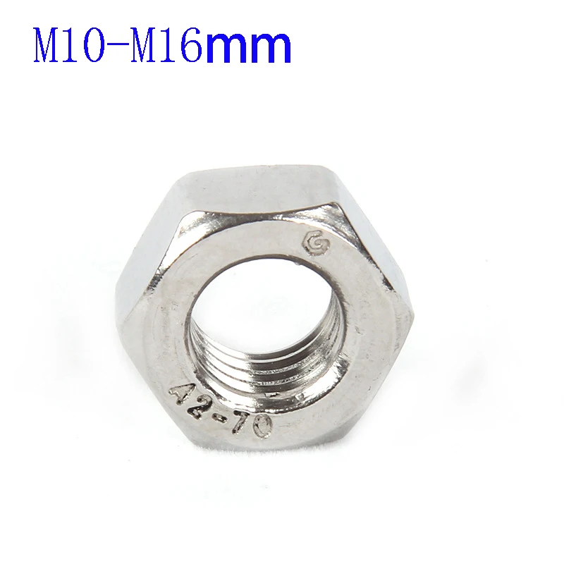 100PCS-M10/M12/M14/M16 DIN934 A2-70 304 Нержавеющая Сталь шестиугольная гайка/винтовая крышка