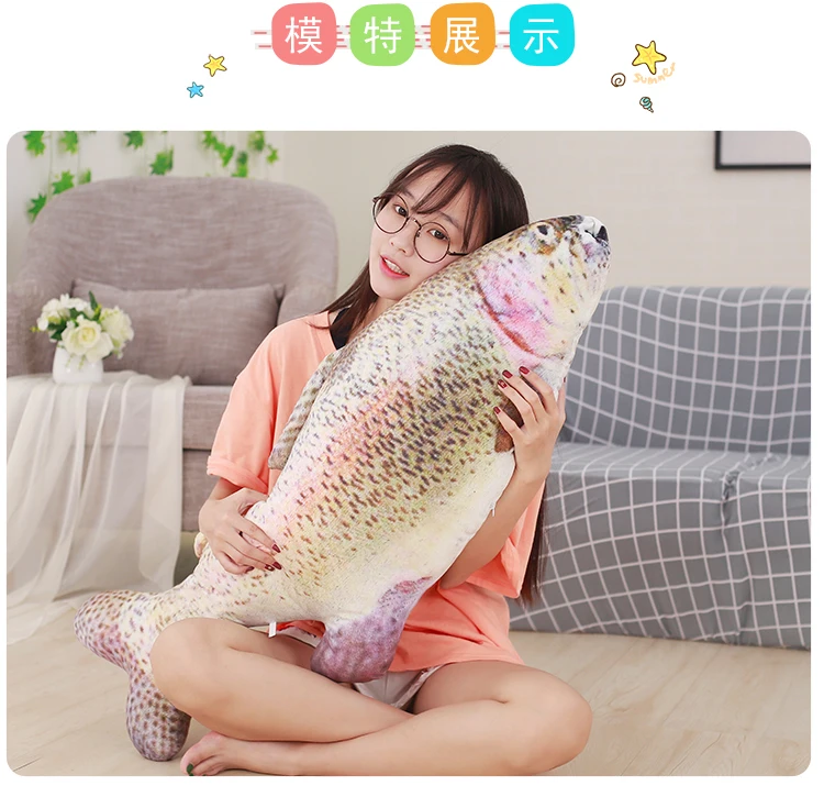 1pc 40/60 cm Simulation Salmon Pillow lifelike Modelling Plush Toy Soft Stuffed fish Doll Cute Cushion Creative gifts child kid