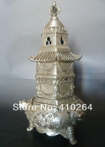 

China's Tibetan Vintage Handwork Copper Flower Tower Incense Burner discount 30%