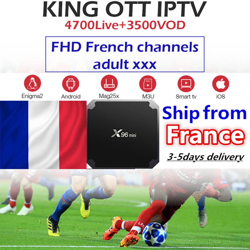

French belgium X96 mini OTT IPTV Android smart TV box IPTV Europe 4700+lives 3500+VOD Adult Youporn hot club football TV Box