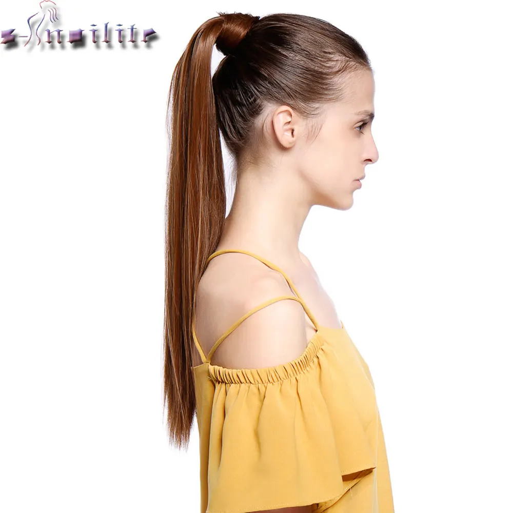 S-noilite Long 58CM Wrap Around Ponytail Pony tail Clip in Hair Extensions Straight Synthetic Wrap on Hair Piece Brown S-noilite Long 58CM Wrap Around Ponytail Pony tail Clip in Hair Extensions Straight Synthetic Wrap on Hair Piece Brown