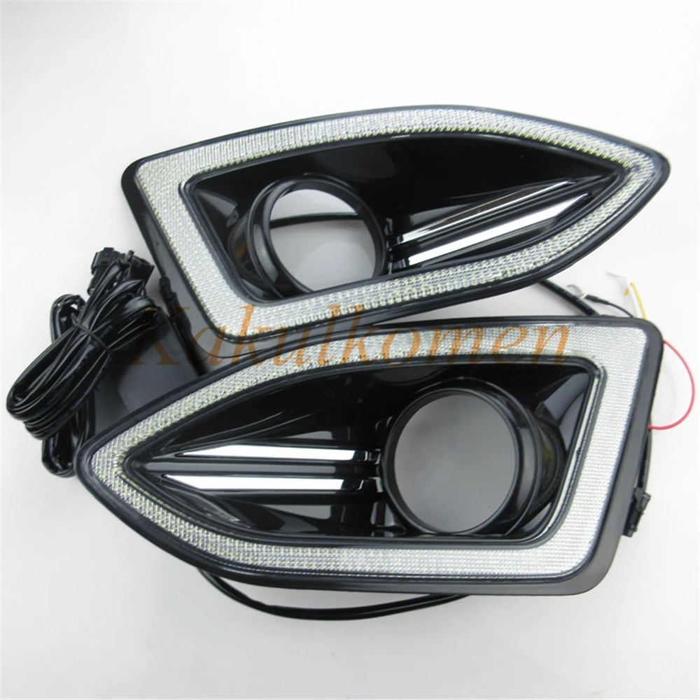 

For Ford Edge 2015 Car DRL LED Daytime Running Light With Fog Lamp Hole