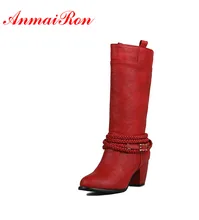 ANMAIRON Motorcycle Boots Sexy Red High Heels Round Toe Mid-calf Boots Shoes Woman Large Size 34-43 Charms Platform Winter Boots ANMAIRON Motorcycle Boots Sexy Red High Heels Round Toe Mid-calf Boots Shoes Woman Large Size 34-43 Charms Platform Winter Boots