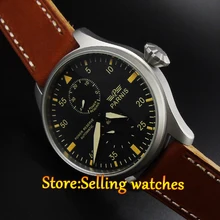 2016 мода часы Parnis 47 мм Power Reserve Пескоструйные Дело Кожа Аналоговый Автоматические механические Мужские Часы